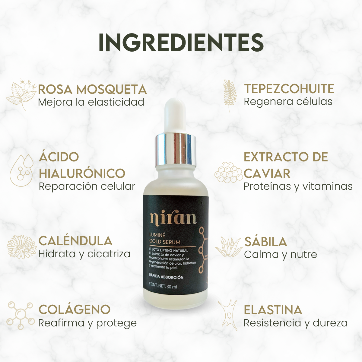 Niran Serum Facial Regenerador Ácido Hialurónico 30 Ml