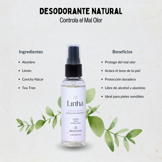 Desodorante Natural con Concha Nácar, Limón, Alumbre y Tea Tree – Protección, Cuidado y Aclarado de la Piel