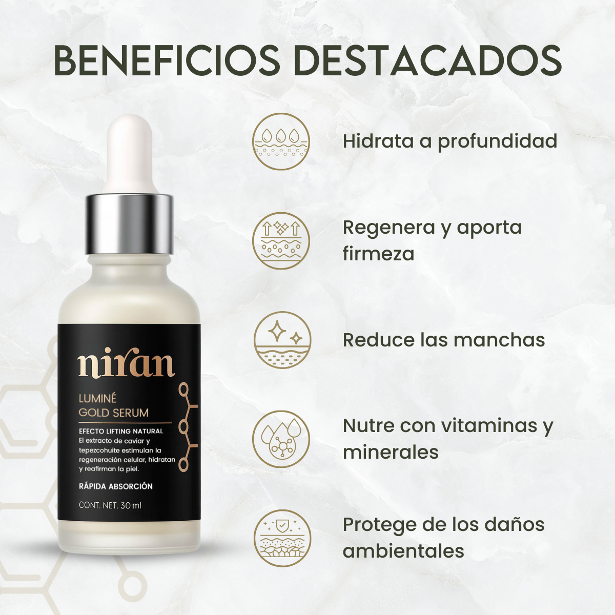 Niran Serum Facial Regenerador Ácido Hialurónico 30 Ml